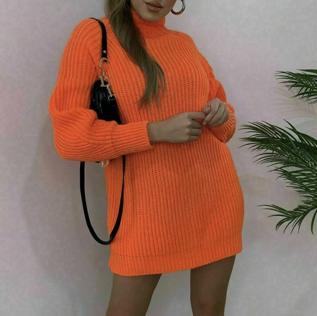Kvinders strikket sweater med høj hals og høj pasform Stilla