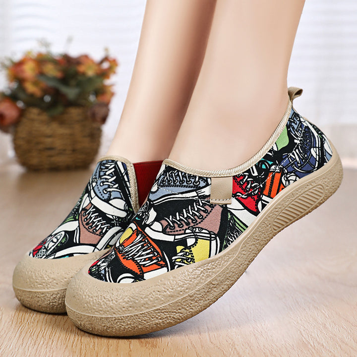 Dame Modiske Slip-On Sneakers med farverigt mønster og skridsikker sål Stilla