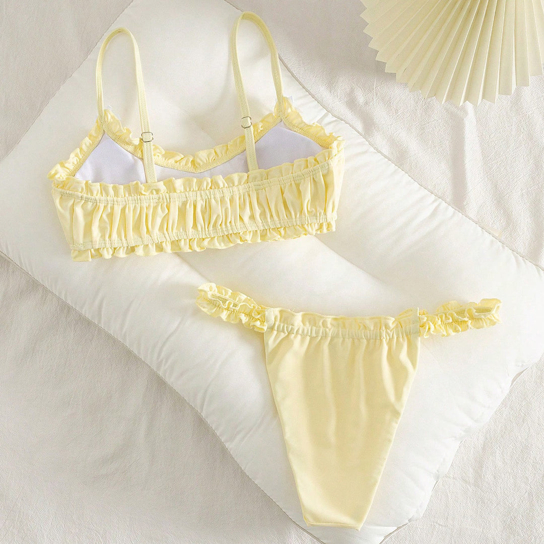 Dame Ruffle-top-bikini med charmerende sløjfedetaljer Skovae