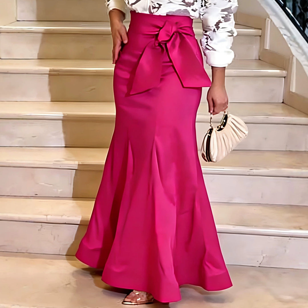 Dame Elegant Maxi-Nederdel med voluminøst Sløjfe-Detail Skovae