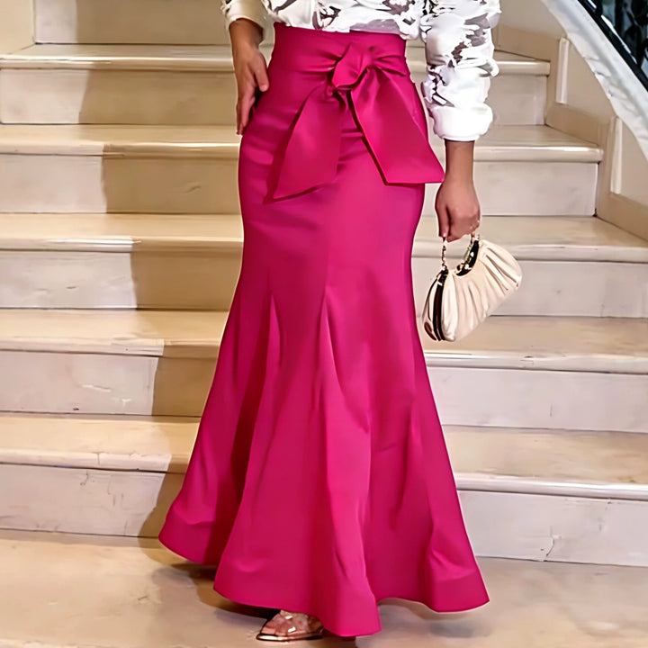 Dame Elegant Maxi-Nederdel med voluminøst Sløjfe-Detail Skovae