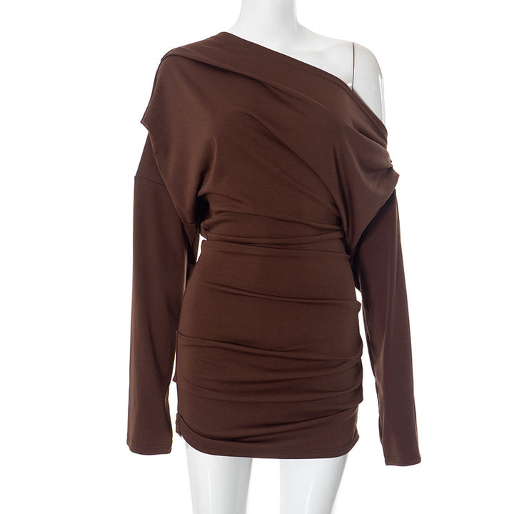 Femme Asymmetrisk Langærmet Draperet Top Stilla