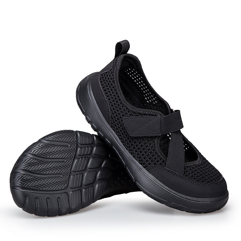 Damer nan åndbar strik-rem sneaker med velcro lukning polstret komfortsål og fleksibel profilløbesål Skovae