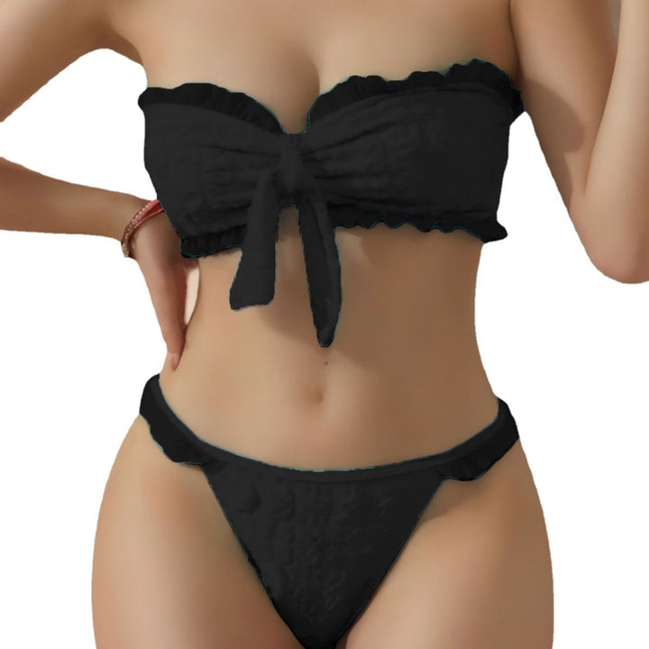 Dame Bandeau Rynketop Bikini Sæt Stilla