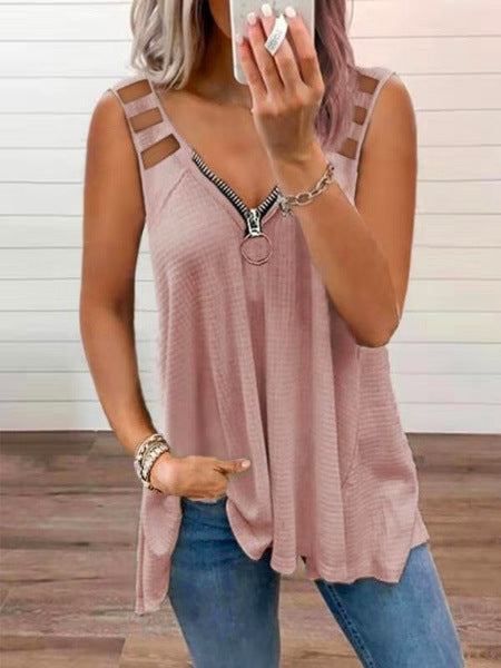 Dame Trendy Zip-Up Tanktop Stilla