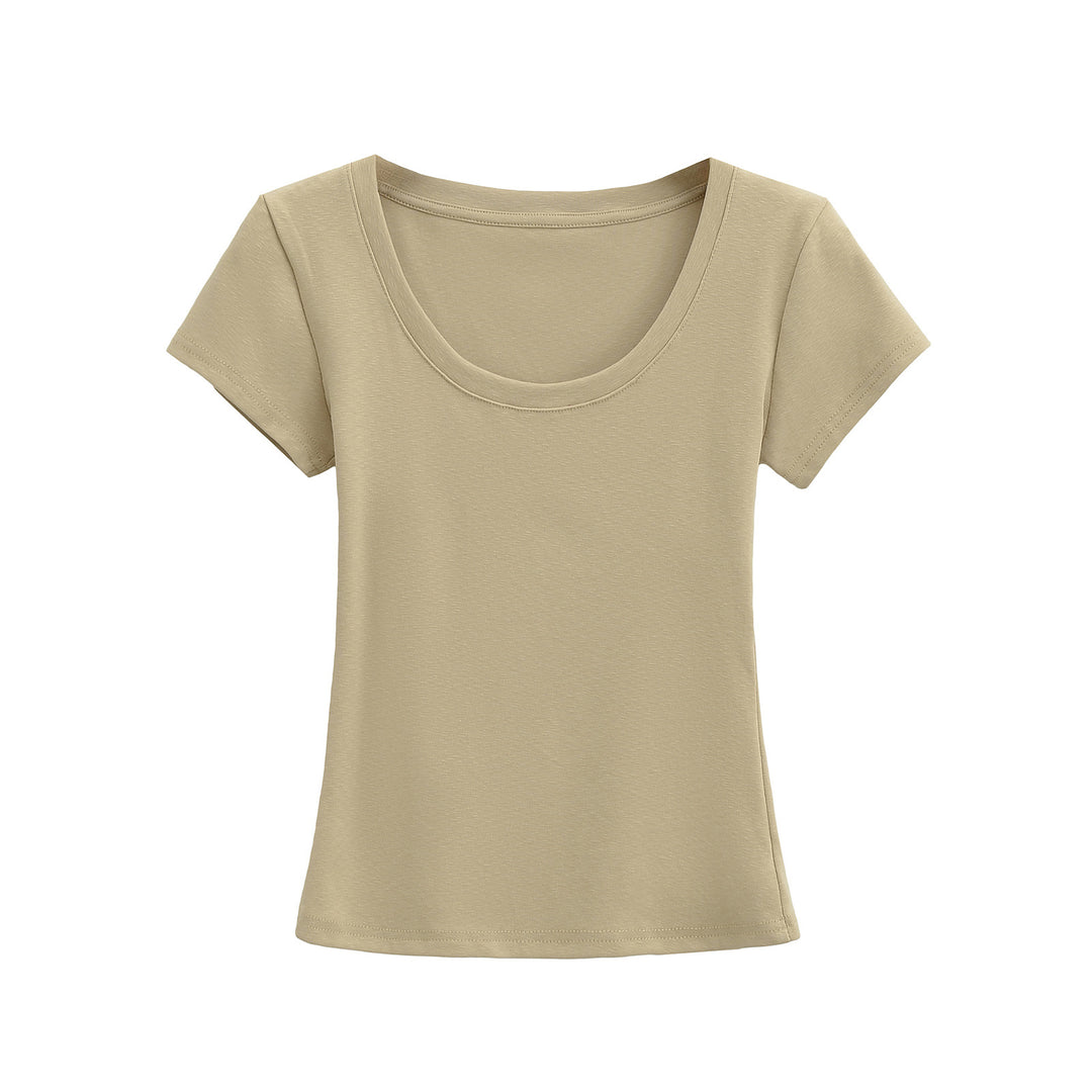 Dame Rundhals T-shirt i åndbart materiale med struktureret overflade Stilla