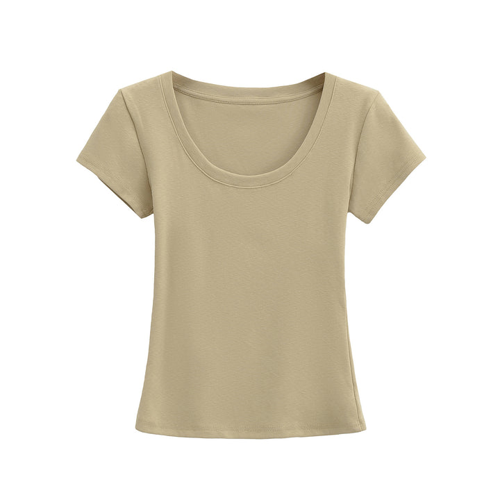 Dame Rundhals T-shirt i åndbart materiale med struktureret overflade Stilla