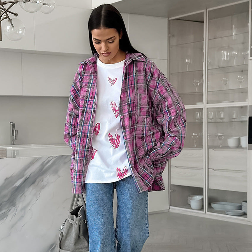 Dame Casual Ternet Bluse med Oversized Snit Stilla