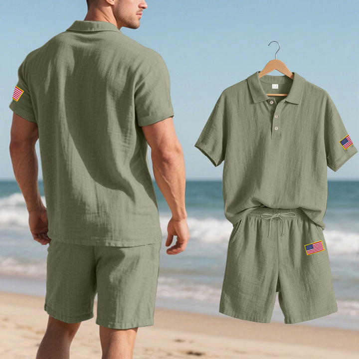 Herre poloshirt med shorts i casual strandlook Stilla