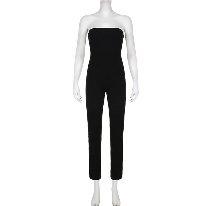 Dame lang jumpsuit med rynket overdel og bredt ben Skovae