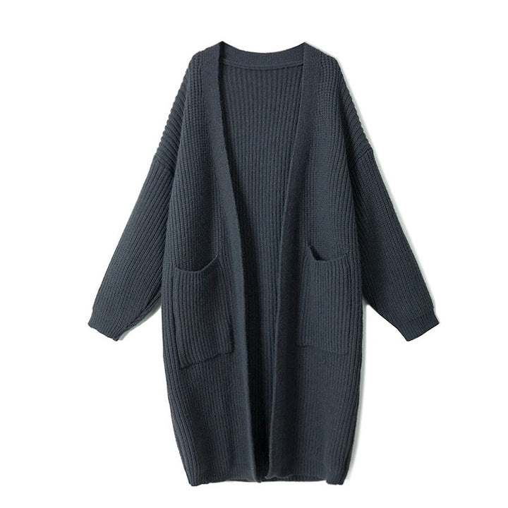 Kvinders Plus Size Strikket Cardigan med Casual Skæring og Lommer Stilla
