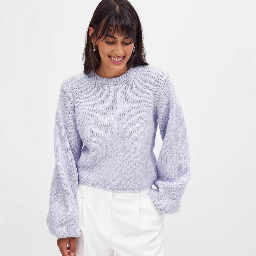 Kvinders afslappede strikket sweater med elegant rygudskæring og knude Stilla