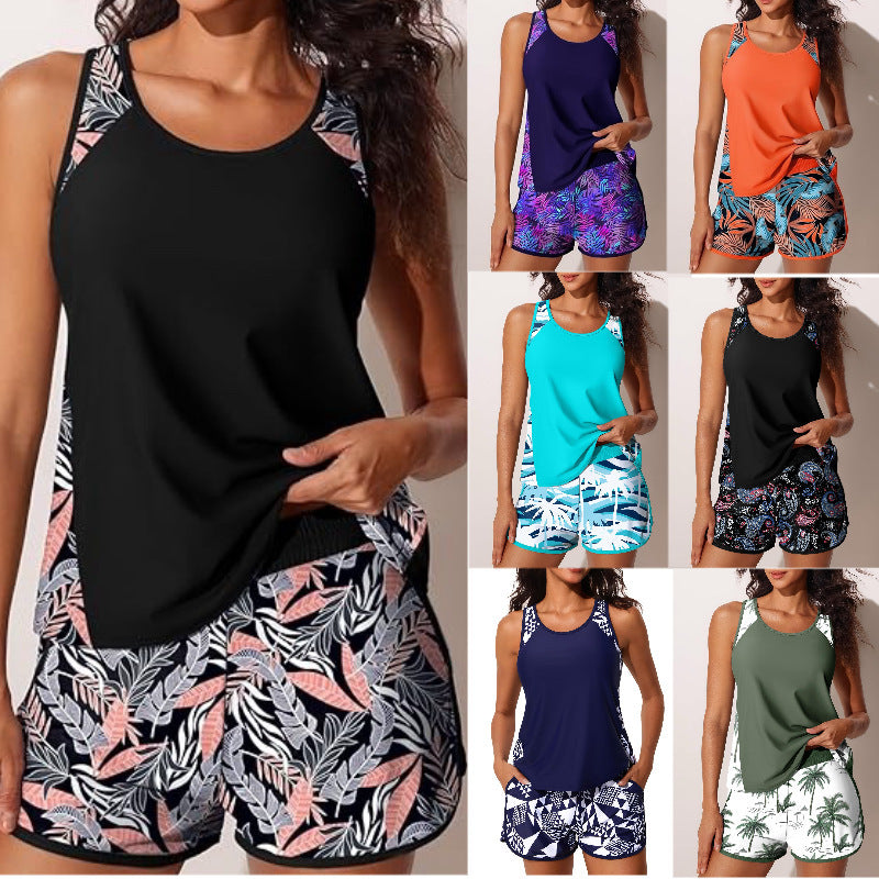 Dame Sporty Tankini-sæt med geometrisk design Skovae