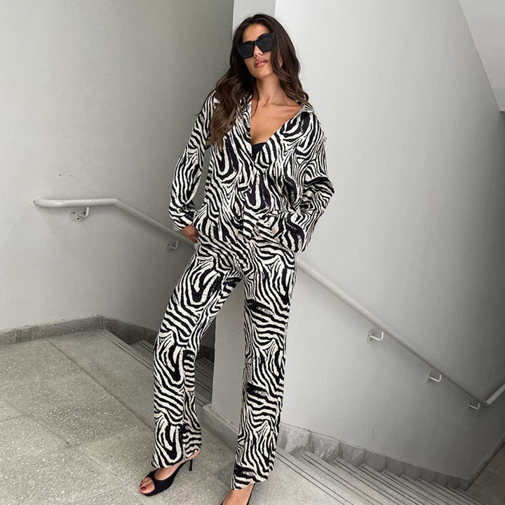 Dame Zebra-Print Lounge-Sæt med løs pasform og elegant snit Stilla