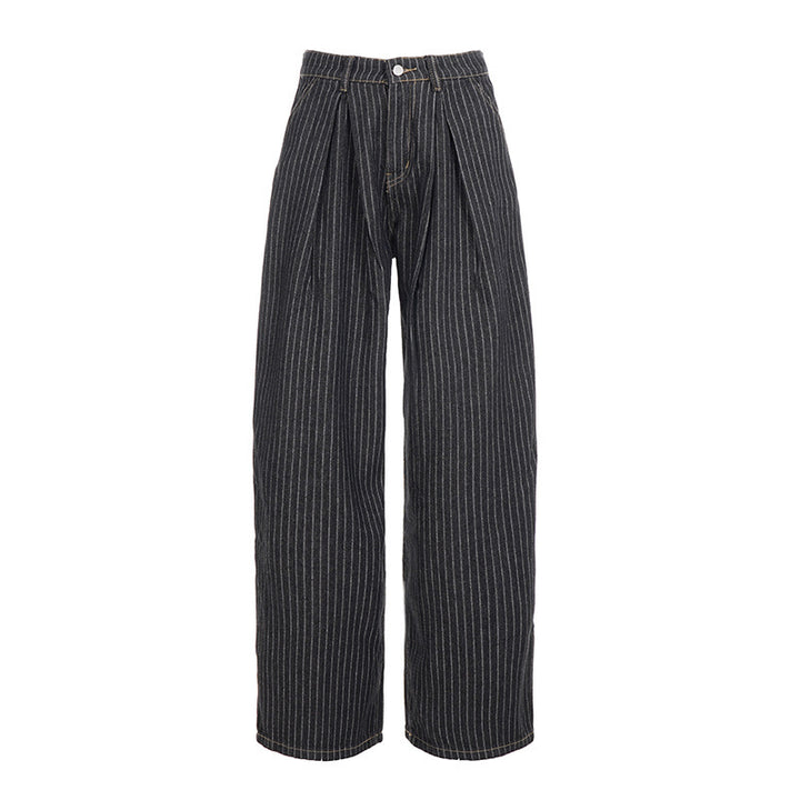 Dame Bred Højtaljede Stribet Jeans Skovae