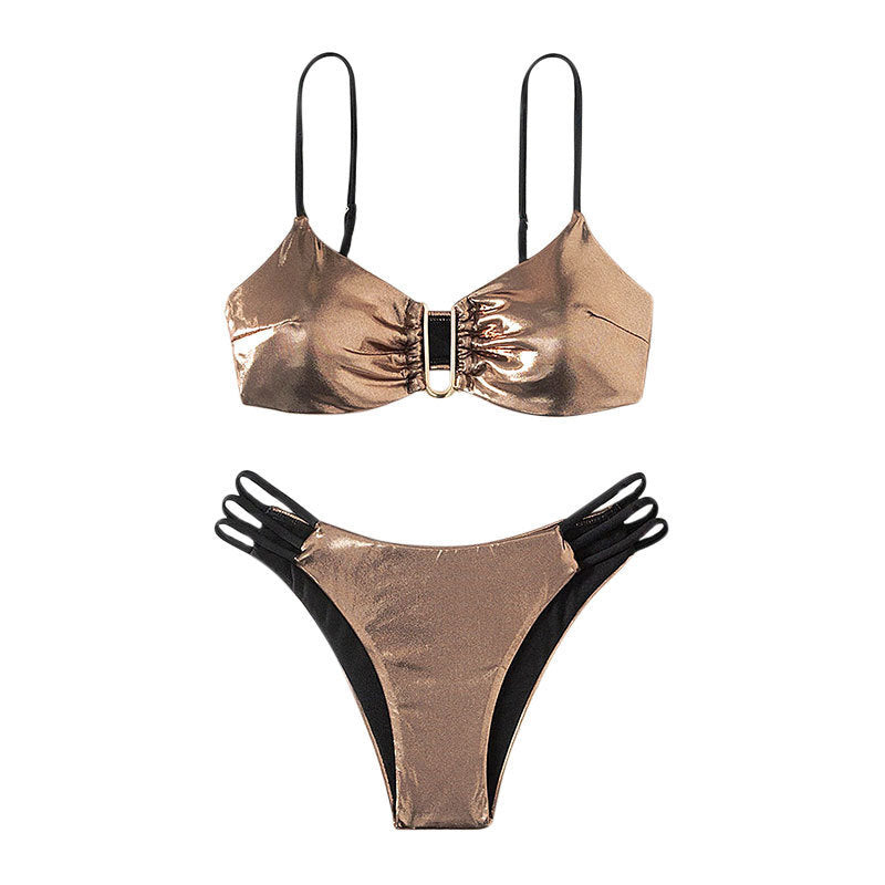 Dame triangel-bikini med spejlvendt design og justerbare stropper Skovae