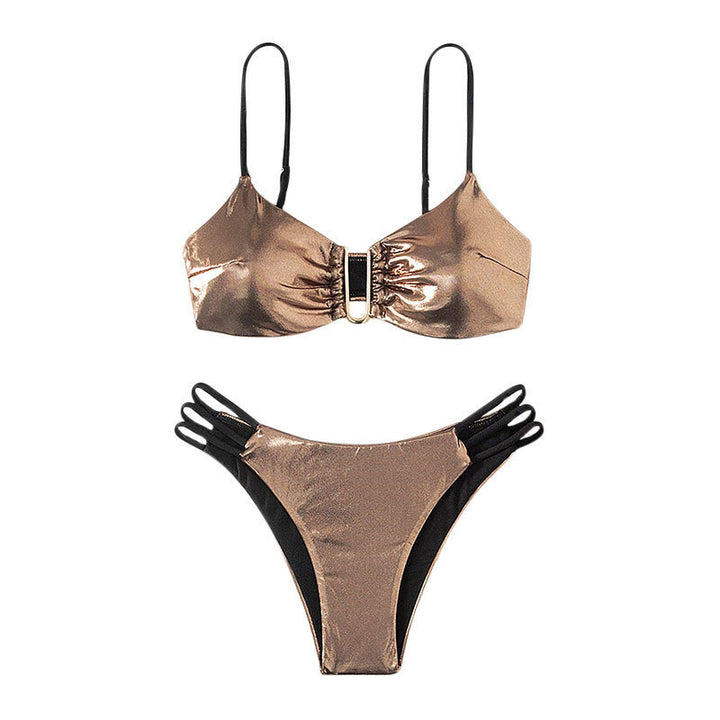 Dame triangel-bikini med spejlvendt design og justerbare stropper Skovae