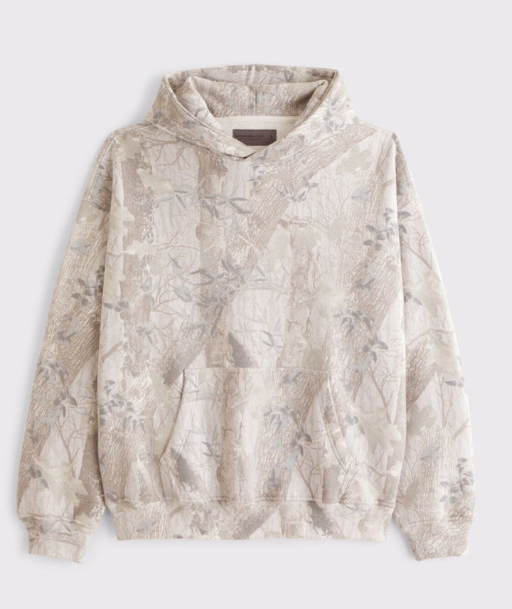 Unisex nan loose hoodie sweat med diskret blæremønster, dobbelt hætte uden snøre og kengurulomme Skovae