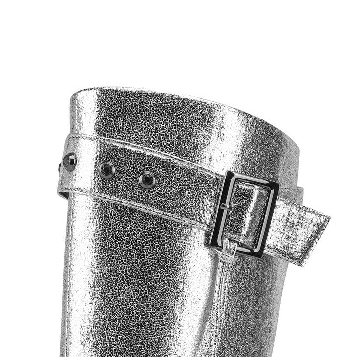 Femme Stiletto Over-knæ Metallic Støvler med Dekorative Spænde- og Nitteaccenter Stilla