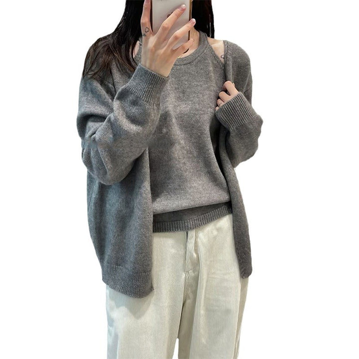 Kvinders fluffy strikket sweater med afslappet snit og åbne ærmer Stilla
