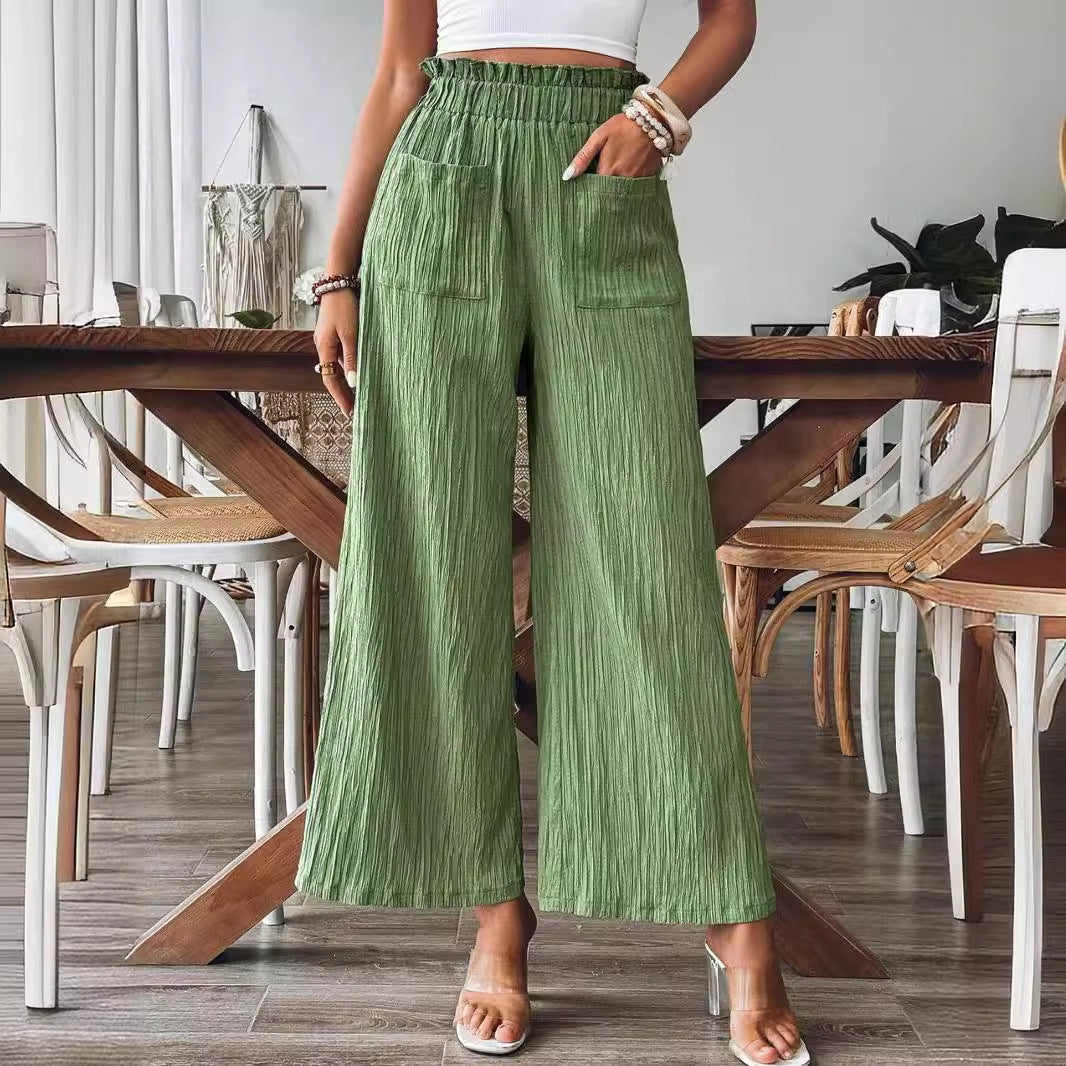Dame vidde Palazzo-shorts med bånd Stilla