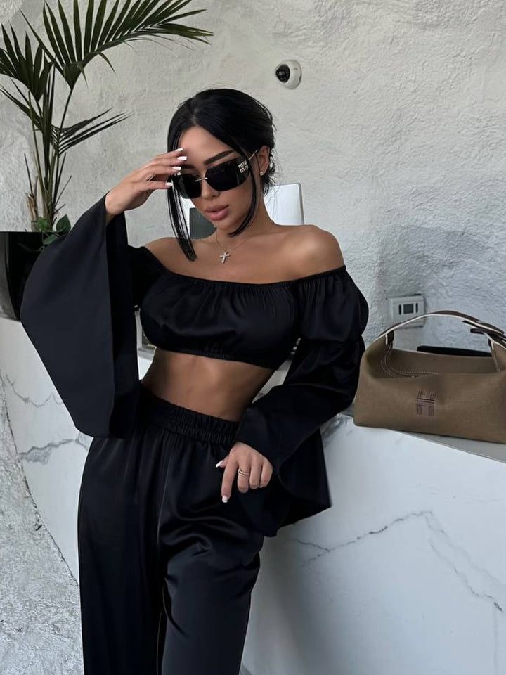 Femme Off-Shoulder Trykt To-delt Sæt Stilla