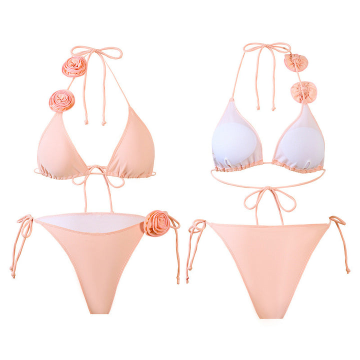 Dame triangel-bikini med legende blomster design og justerbare stropper Skovae