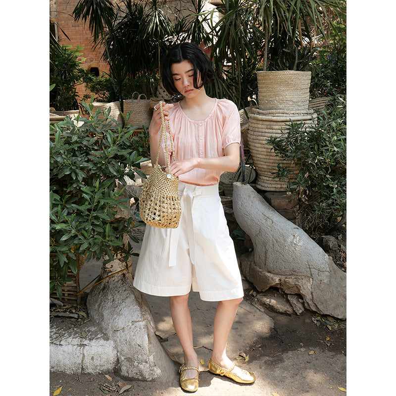 Dame afslappet bluse med let rynke design og flatterende snit Stilla