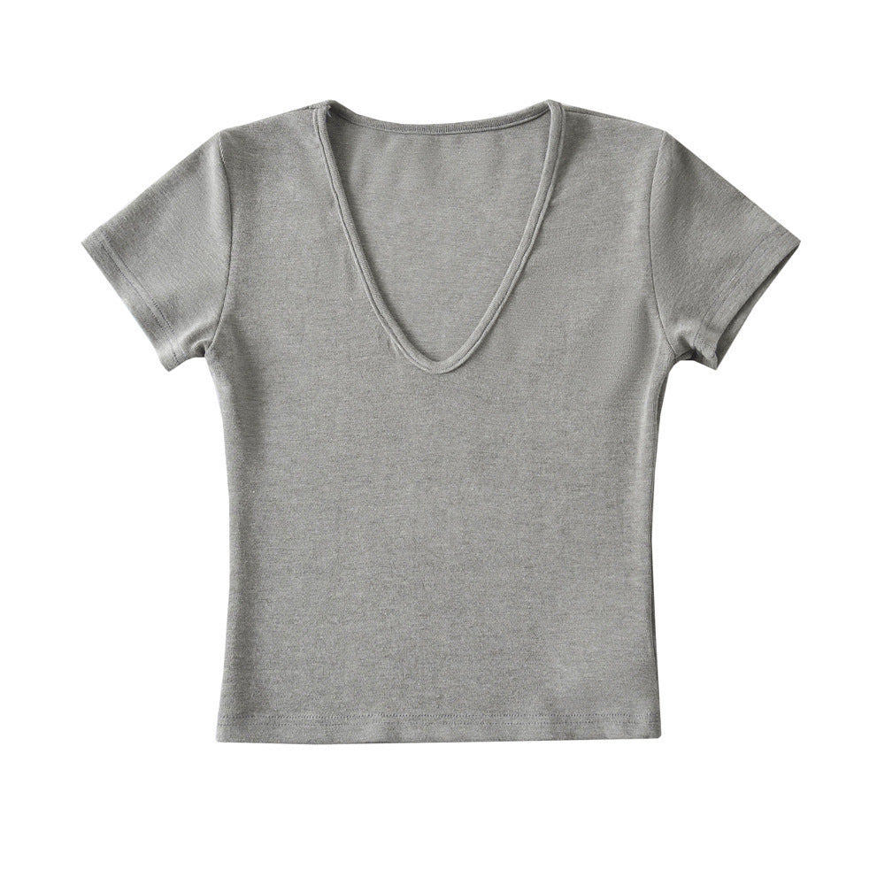 Dame V-hals T-shirt med figursyet snit Stilla