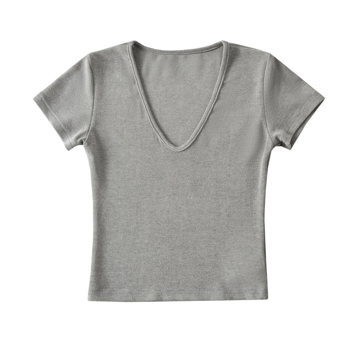 Dame V-hals T-shirt med figursyet snit Stilla