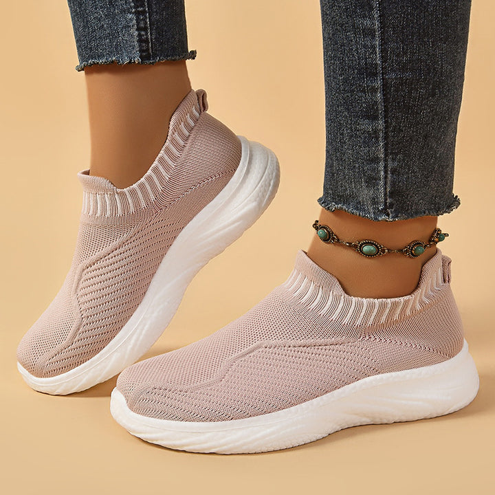 Dame Komfortable Strik-Sneakers med elastisk skaft og stødabsorberende sål Stilla