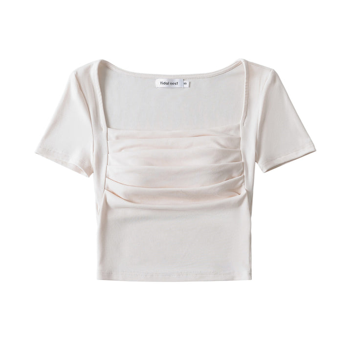 Dame Kortærmet Crop-Top med raffineret Drapée-design Stilla