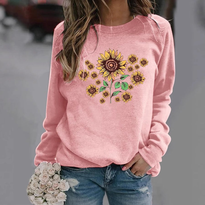 Kvinders sweatshirt med florale solsikke motiver og behagelig pasform Stilla