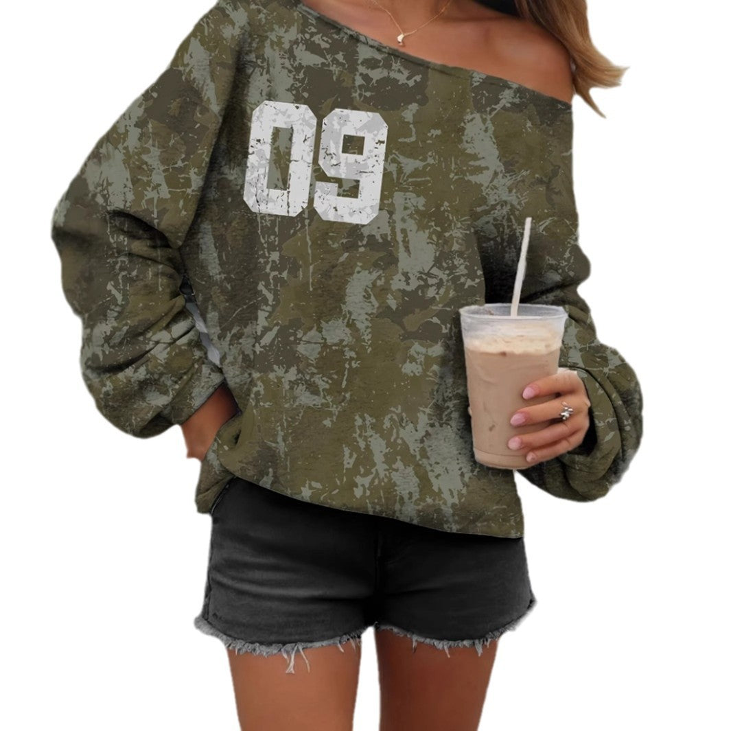Femme Off-Shoulder Grafik Sweatshirt Stilla