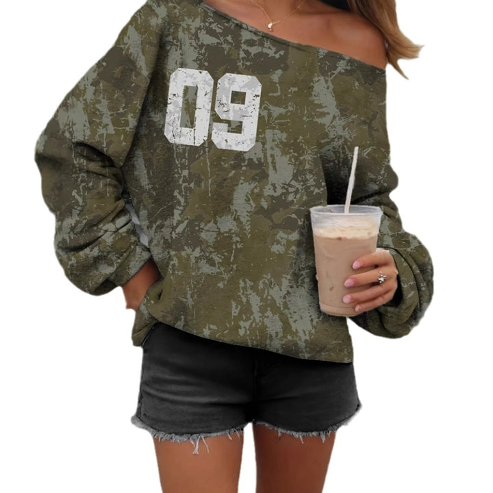 Femme Off-Shoulder Grafik Sweatshirt Stilla