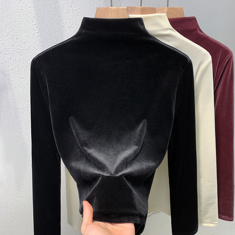 Dame Turtleneck Pullover med innovativt Veloursdesign Stilla