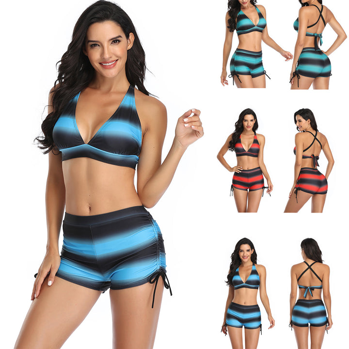 Dame Sporty Bikini sæt med højskårne trusser og raffinerede cut-out detaljer Skovae