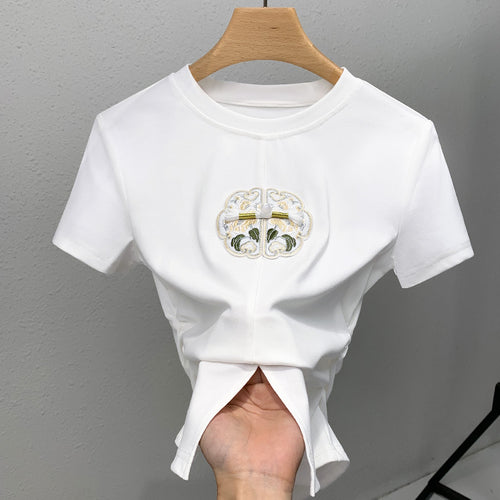 Dame T-shirt med kunstnerisk dekorerede detaljer Stilla