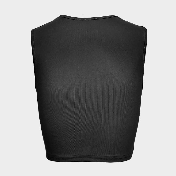 Dame Cropped Tanktop med strålende øjemotiv og glitrende accenter Skovae