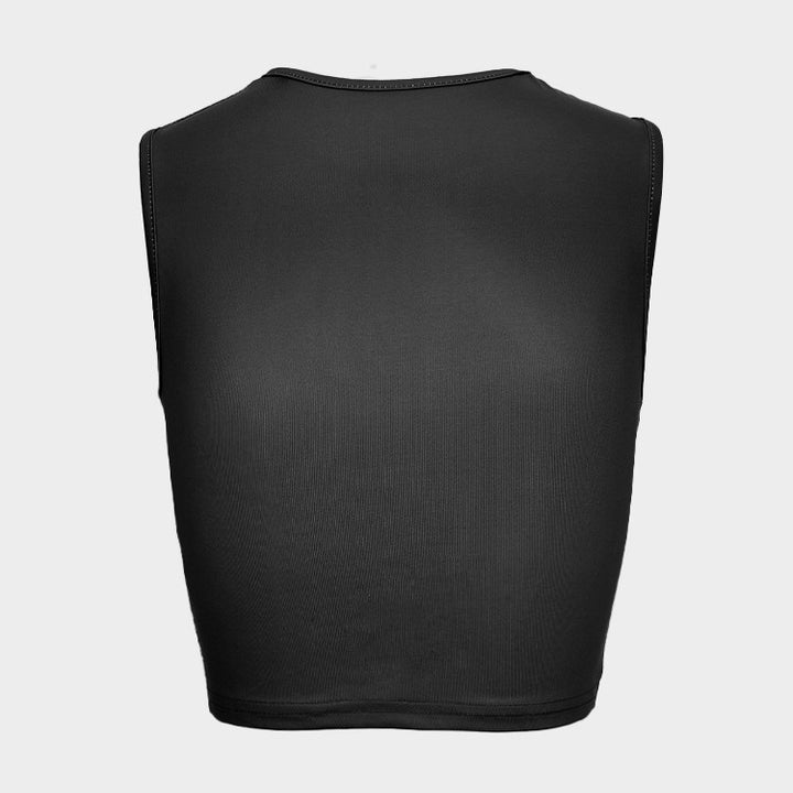 Dame Cropped Tanktop med strålende øjemotiv og glitrende accenter Skovae