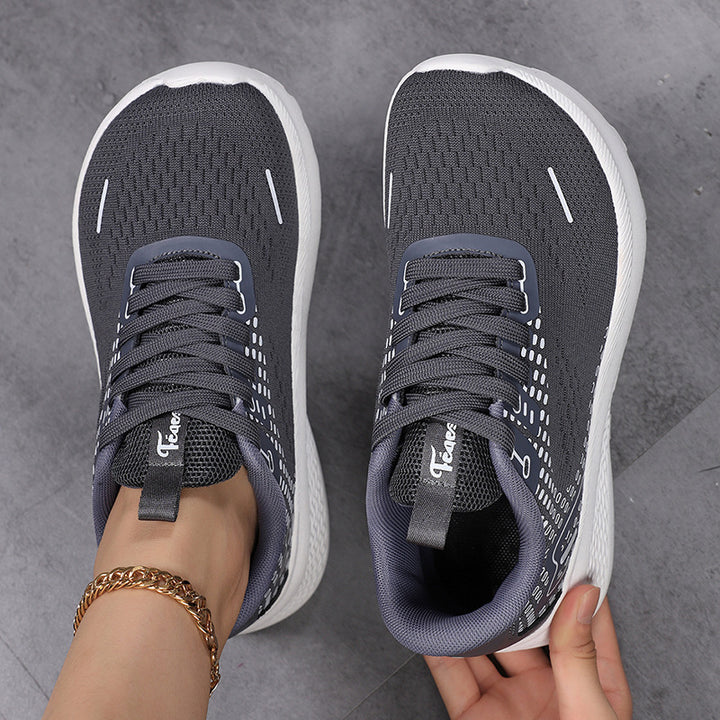 Dame ergonomisk komfort sneakers med sømløst mesh-overdel og kileformet dæmpning Skovae