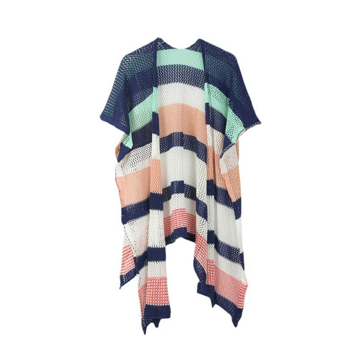 Dame luftig strandponcho med moderne farvedesign Stilla