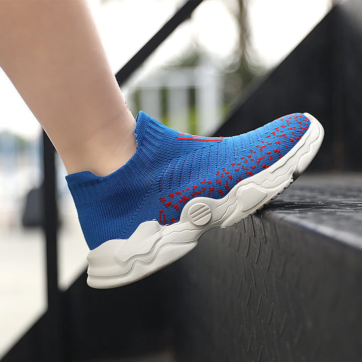 Dame nan åndbar strik-sneaker med sokkelignende skaft og dæmpende plateau-sål Skovae