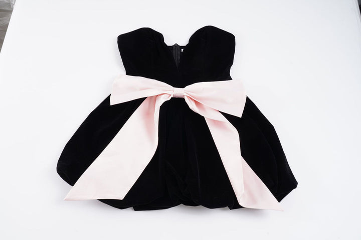 Dame aften kjole med voluminøs skørt og elegant satin sløjfe Skovae