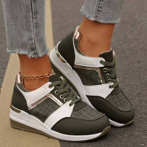 Dame Sporty Sneakers med moderigtigt tekstilmix og glitrende accenter Stilla
