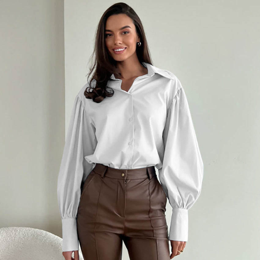 Dame trendy bluse med voluminøse ærmer og moderne snit Stilla