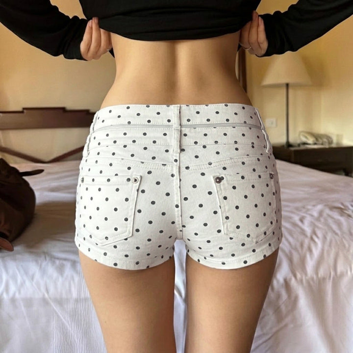Dame Mode Shorts med moderne punktdesign og høj talje Skovae