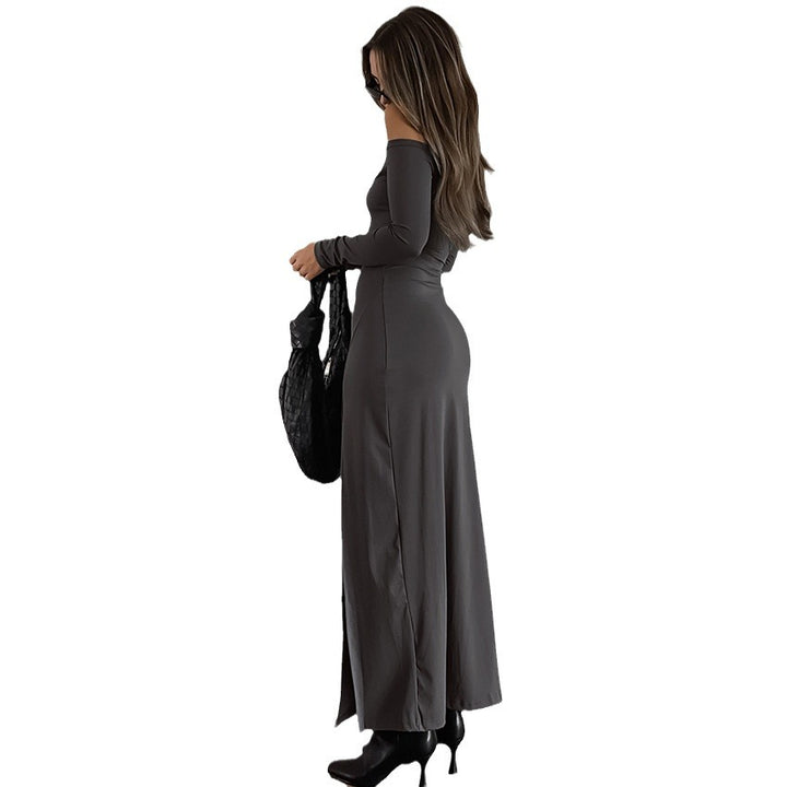Dame Off-Shoulder Maxikjole med høj split og tætsiddende silhuet Stilla