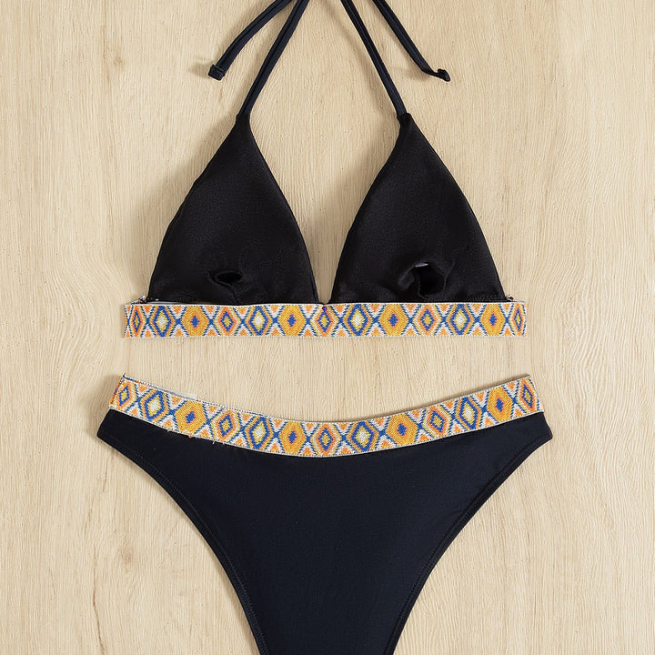 Dame triangel-bikini med dekorativt tribal-bånd Skovae
