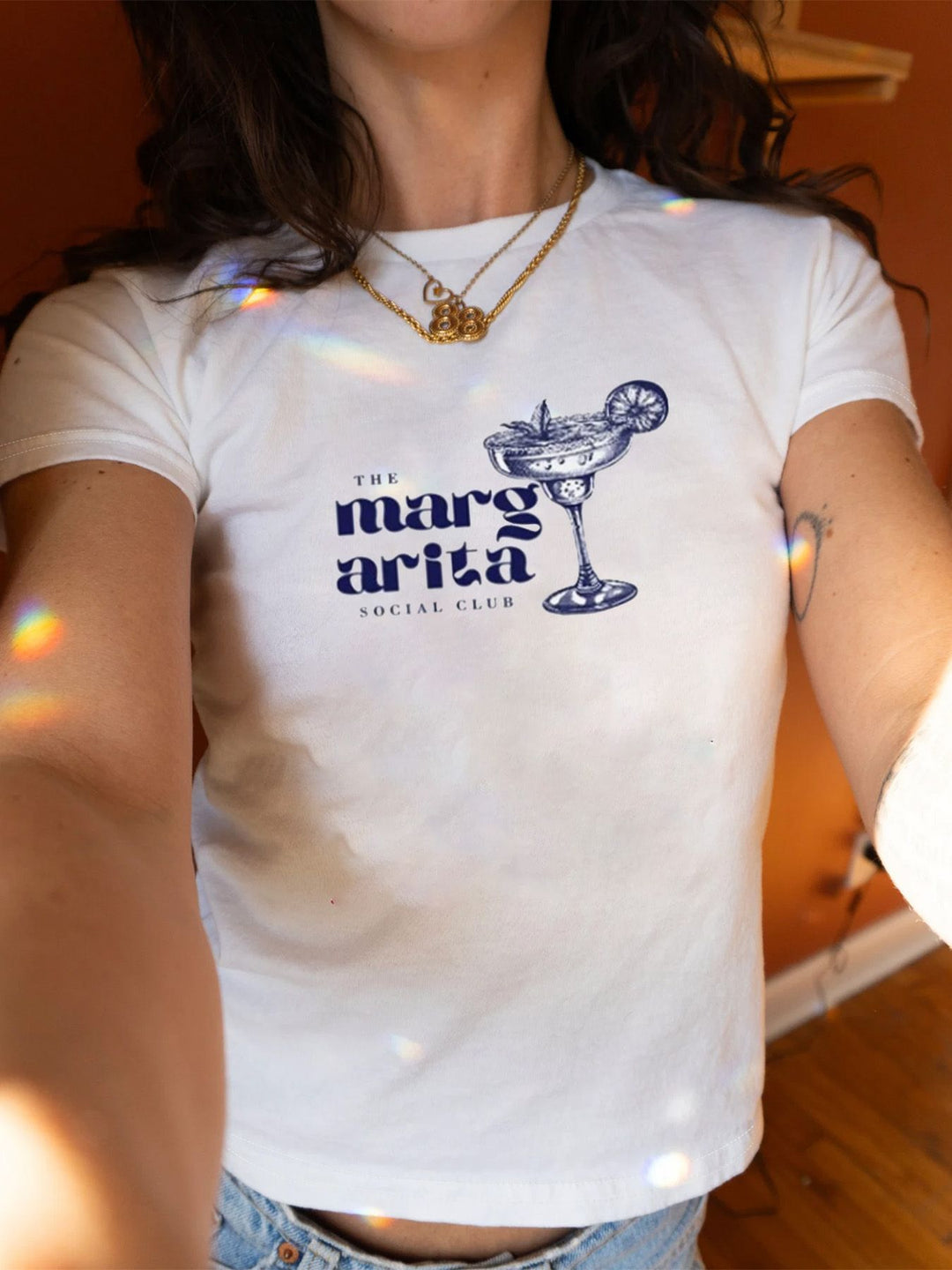 Dame Crop-T-Shirt med iøjnefaldende statement-print Skovae 1777452337